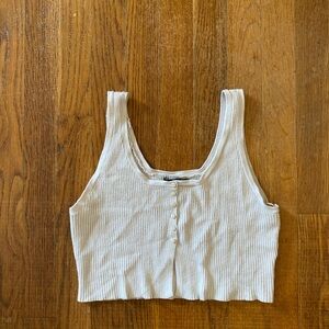 Kendall & Kylie Cream Sleeveless Sweater Crop Top